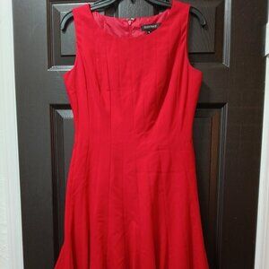 Ellen Ellen Tracy Fit and Flare Sleeveless Lined Red Dress